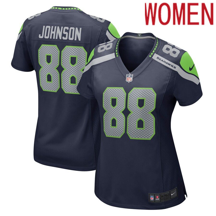 Women Seattle Seahawks 88 Cade Johnson Nike College Navy Game NFL Jersey